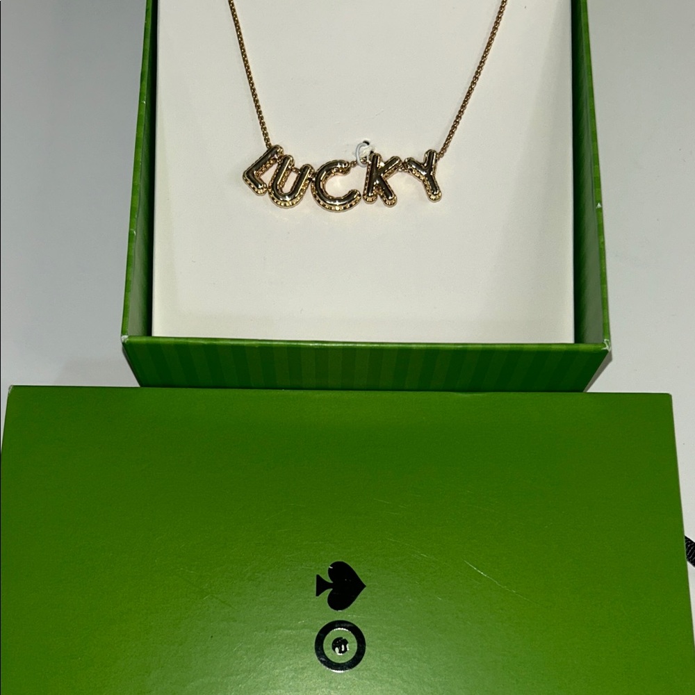 kate spade Gold-tone "Lucky" Letter Necklace with Crystal Accents